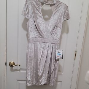 B Darlin Silver Backless Dress